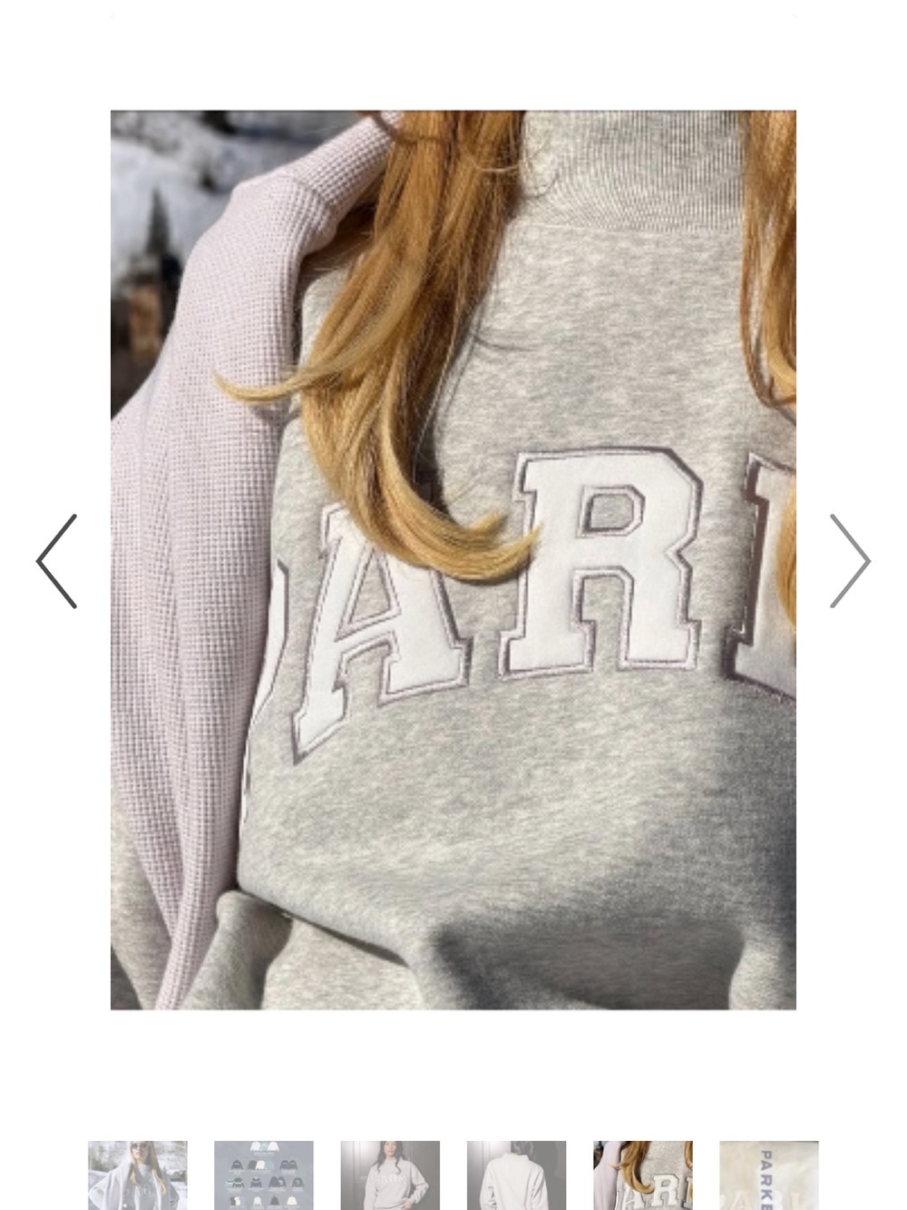 Parker Light Gray Pullover Sweatshirt with Collegiate Letters